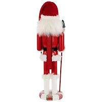 13.75" Red & White Peppermint Twist Mrs. Claus Wooden Christmas Nutcracker