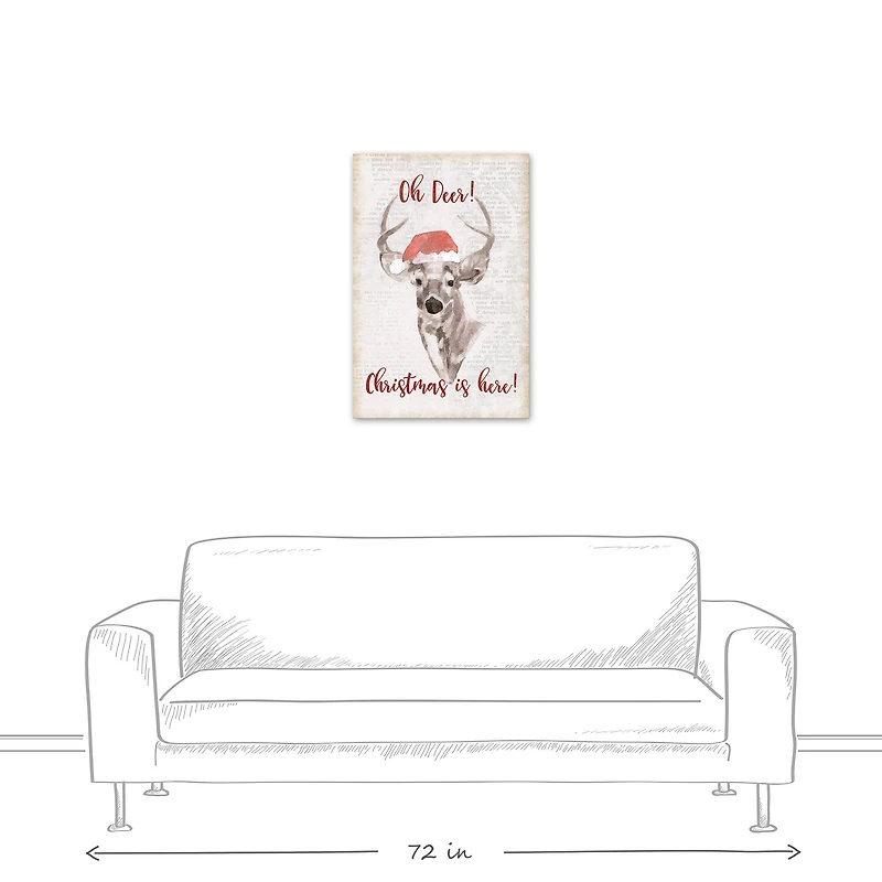 Oh Deer Christmas Here Canvas Wall Art