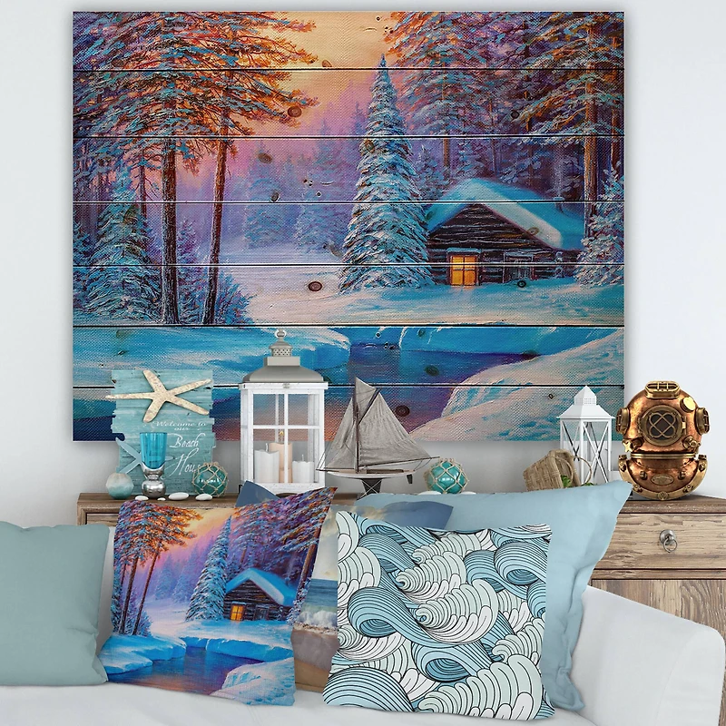 Designart - Old Cabin In Winter Forest I