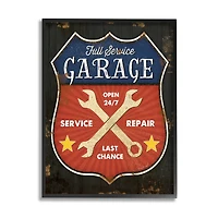 Stupell Industries Full Service Garage Sign Rustic Americana Highway Symbol in Frame Wall Art