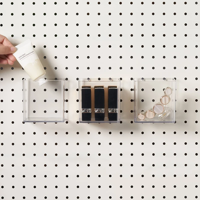 12 Pack: Small Clear Pegboard Storage Bin by Simply Tidy™