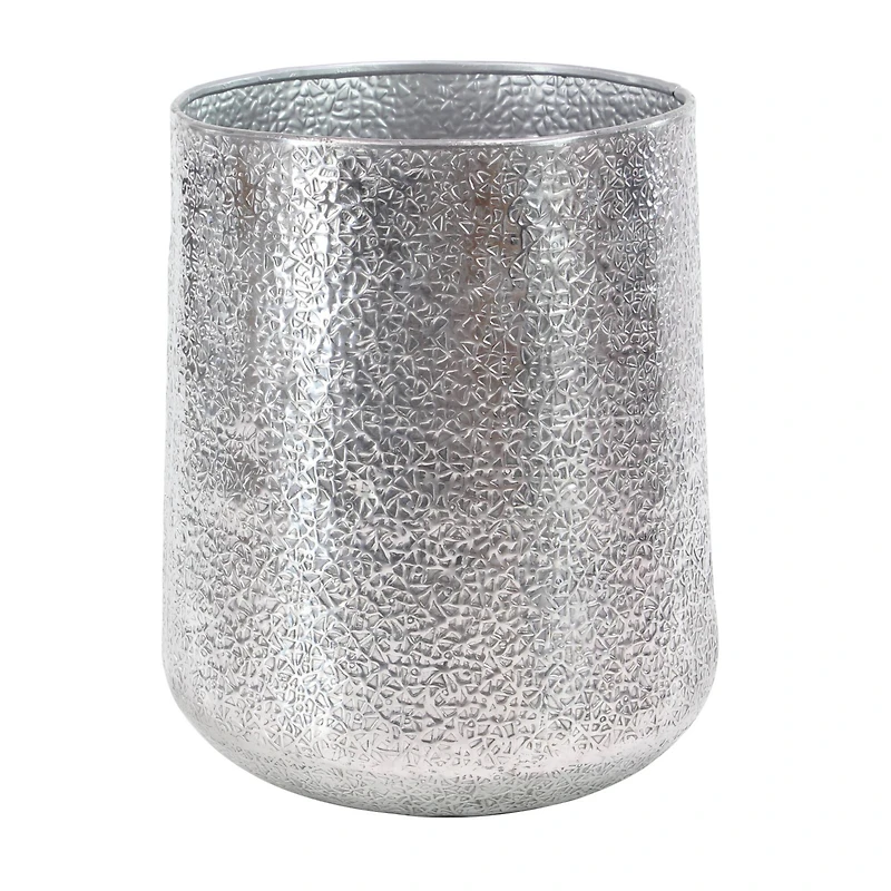Set of 3 Silver Aluminum Glam Planter, 12", 16", 20"