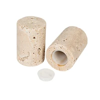 Hello Honey® Natural Round Travertine Salt & Pepper Shaker Set