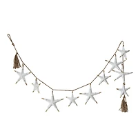 Hello Honey® 6ft. White Hand-Painted Recycled Paper Mache Stars with Gold Foil & Tassels Garland