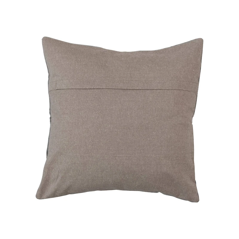 Hello Honey® Gray & Natural White Square Cotton Tufted Velvet Pillow with Snowflake & Chambray Back