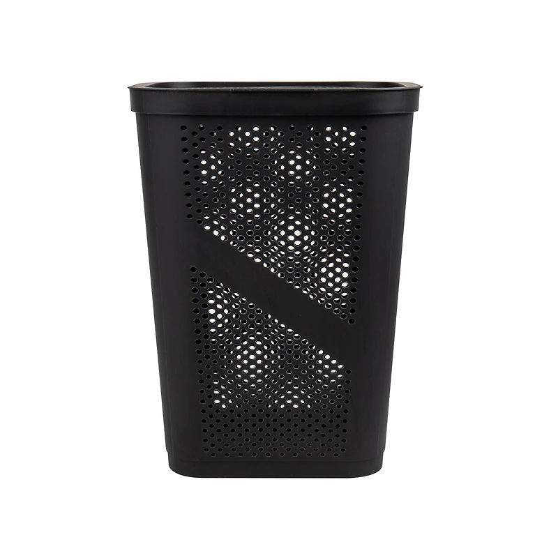 Mind Reader 60L Black Ventilated Slim Laundry Hamper with Cut Out Handles & Hinged Lid