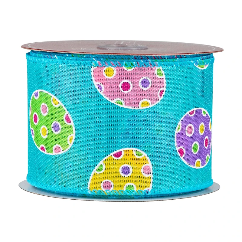2.5" x 10yd. Blue Easter Egg Spring Wired Craft Ribbon