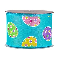 2.5" x 10yd. Blue Easter Egg Spring Wired Craft Ribbon