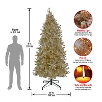 9ft. Pre-Lit Platinum Metallic Artificial Christmas Tree, White LED Lights