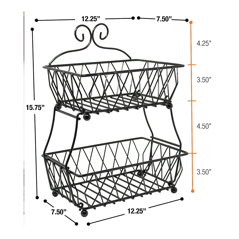 Sorbus 16" 2-Tier Wire Basket Stand