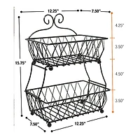 Sorbus 16" 2-Tier Wire Basket Stand