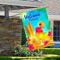 Hello Summer Tropical Beach Outdoor House Flag