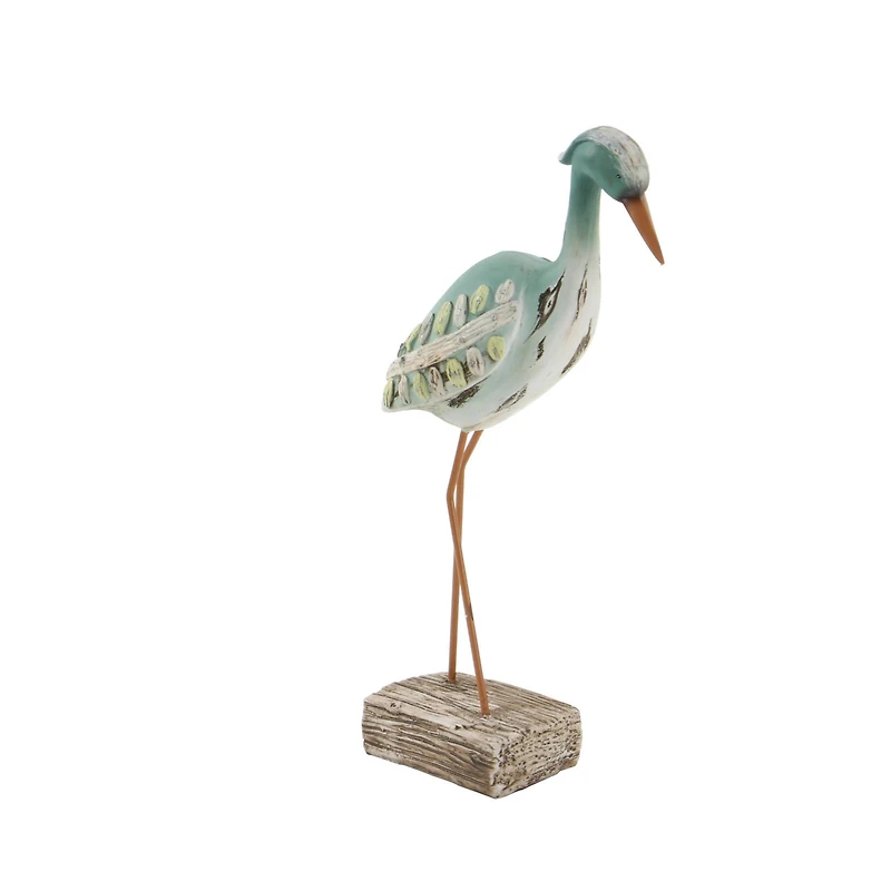 Light Blue Polystone Coastal Sculpture, Bird 20" x 10" x 4"