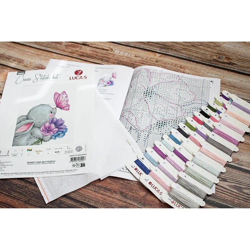 Luca-S Rabbit & Butterfly Counted Cross Stitch Kit