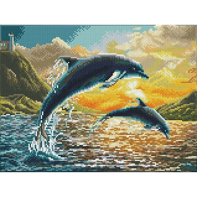 Diamond Dotz® Intermediate Dolphin Sunset Pre-Framed Diamond Painting Kit