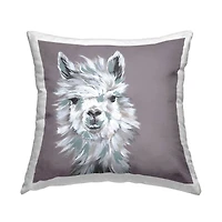 Stupell Industries Fluffy Farm Llama Breezy Wise Gaze Throw Pillow, 18" x 18"