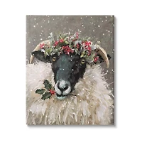 Stupell Industries Holiday Berries Farmhouse Sheep Canvas Wall Art