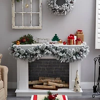 6ft. Pre-Lit LED Flocked Christmas Garland with Pinecones