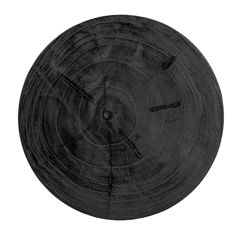 Hello Honey® 15.8" Round Paulownia Wood Carved Stool