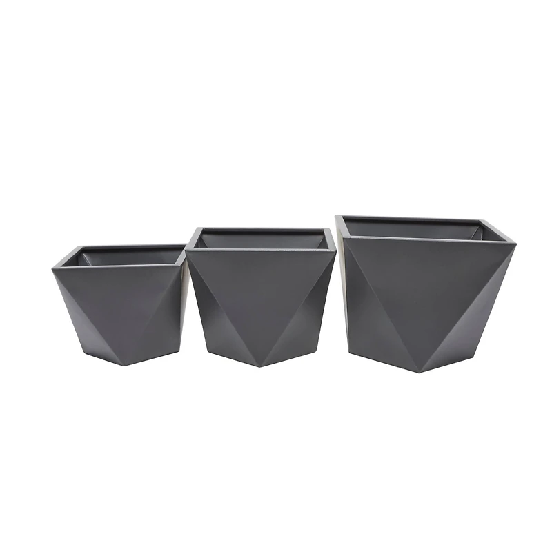 Grey Modern Planter, Set of 3" 18", 16", 15"