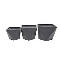 Grey Modern Planter, Set of 3" 18", 16", 15"
