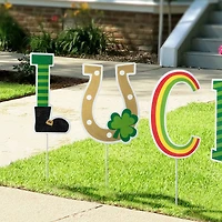 Glitzhome® Set of 5 St. Patrick's Metal "Lucky" Yard Stake