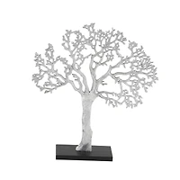19" Silver Aluminum & Wood Tree-Inspired Contemporary Sculpture