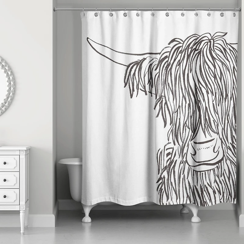 Wash-Up Cow Sketch 71" x 74" Shower Curtain