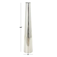 Silver Stainless Steel Metal Minimalistic Tall Floor Cone Vase