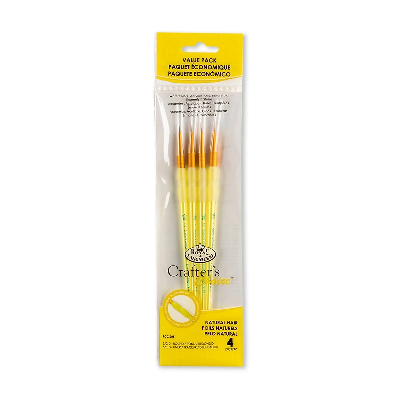 Royal & Langnickel® Crafter's Choice™ Sable Hair Yellow 4 Piece Value Brush Set