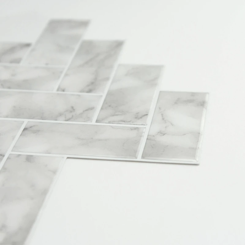 InHome Herringbone Carrara Peel & Stick Backsplash Tiles