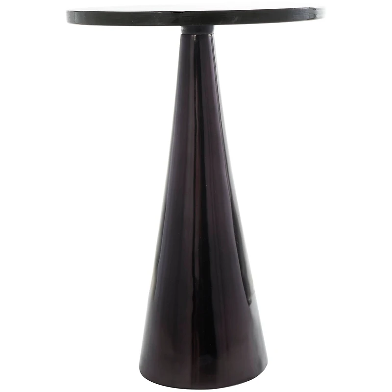 24" Black Aluminum Geometric Cone Accent Table