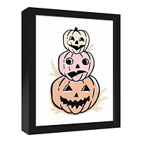 Pastel Pumpkin Stack Black Framed Canvas Wall Art