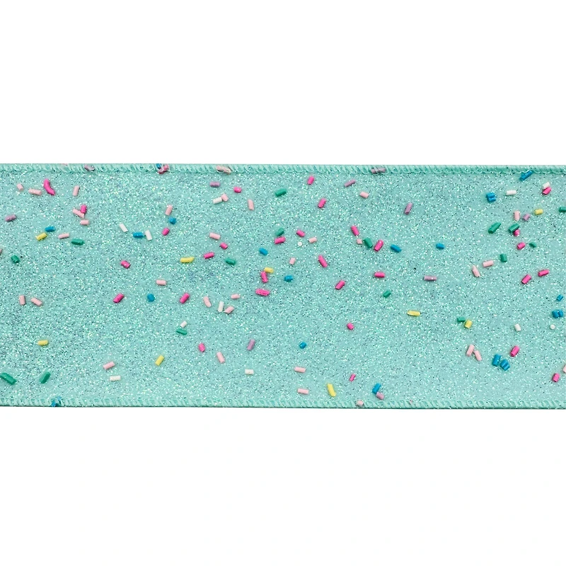 3.5" x 15ft. Turquoise Sugar Sprinkles Wired Ribbon by Celebrate It®