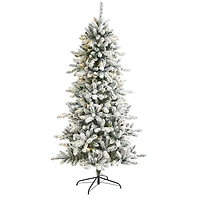6.5ft. Pre-Lit Flocked Livingston Fir Pinecones Artificial Christmas Tree with Clear Warm LED Lights