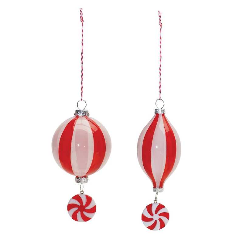 Glass Peppermint Drop Ornament Set