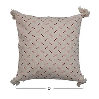 Hello Honey® 20" Embroidered Dots & Tassels Cotton Slub Square Pillow