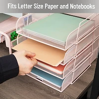 Mind Reader Stackable Paper Tray, Desktop Organizer, File Storage, Office, Metal Mesh, 4 Pcs