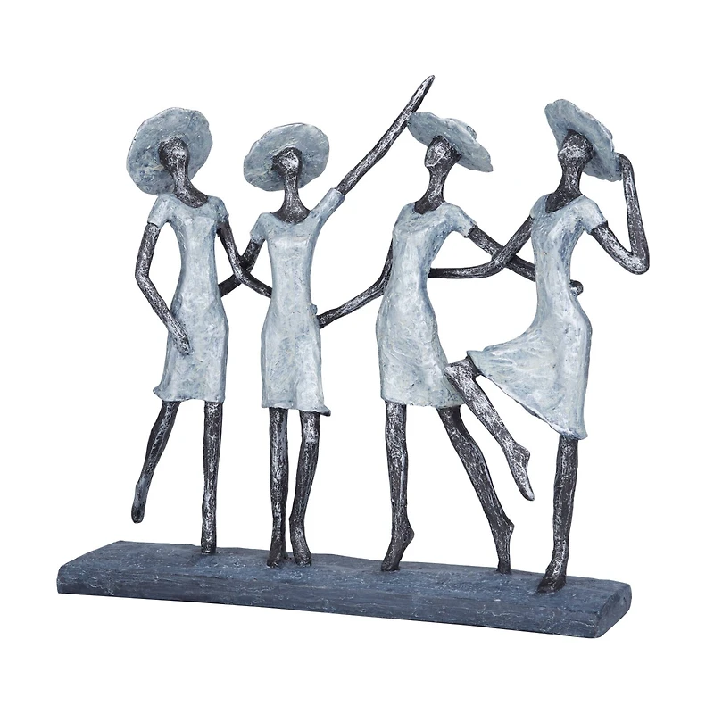 Grey Polystone Traditional Sculpture, Ladies 13" x 15" x 4"