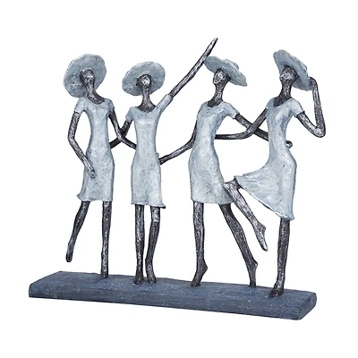 Grey Polystone Traditional Sculpture, Ladies 13" x 15" x 4"
