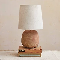 Hello Honey® 16" Natural Terra Cotta Table Lamp with Cotton Shade
