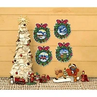 Orchidea Plastic Canvas Counted Cross Stitch Kit With Plastic Canvas Christmas Wreaths Set of 4 Designs