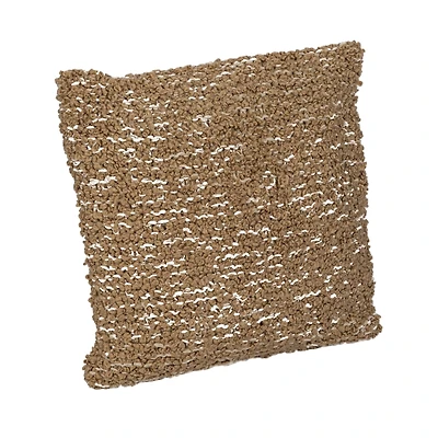 Hello Honey® 20" Tan Woven Cotton Blend Bouclé Pillow