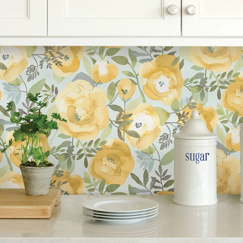 NuWallpaper Peachy Keen Yellow Peel & Stick Wallpaper