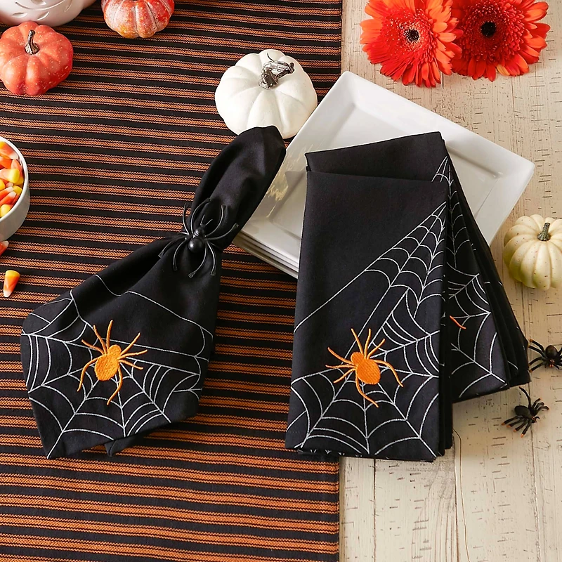 DII® Spooky Spiderweb Embellished Dinner Napkins, 4ct.