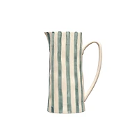 Hello Honey® 42oz. Hand-Painted White & Blue Striped Stoneware Pitcher