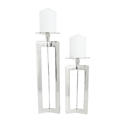CosmoLiving by Cosmopolitan Silver Contemporary Candle Holder Set