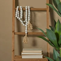 White Wood Bohemian Bead Garland 80" x 1" x 1"