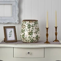 10" Tuscan Ceramic Green Scroll Planter