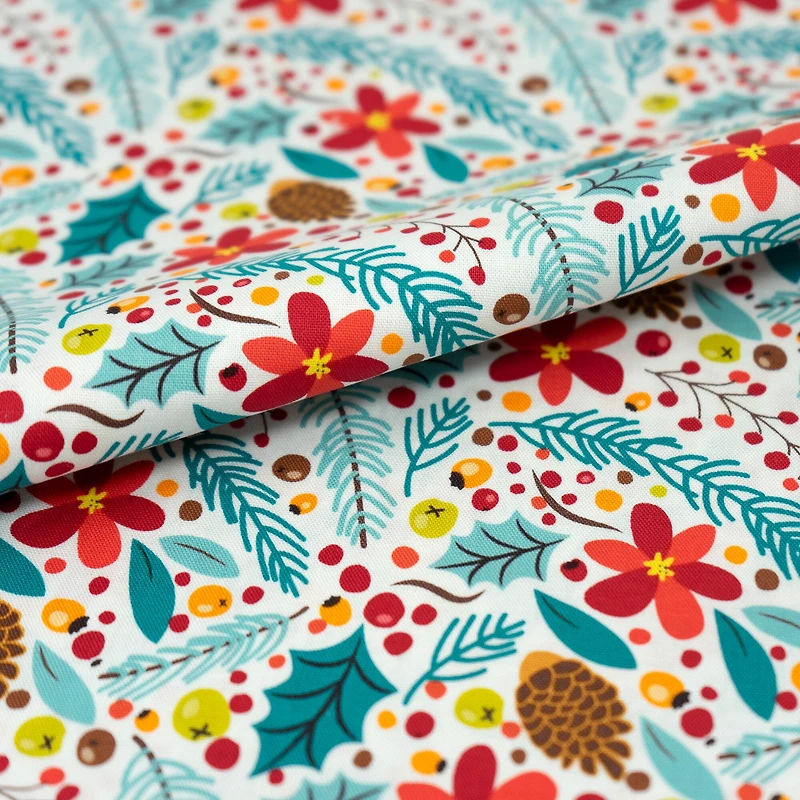 SINGER Christmas Floral Print Cotton Fabric